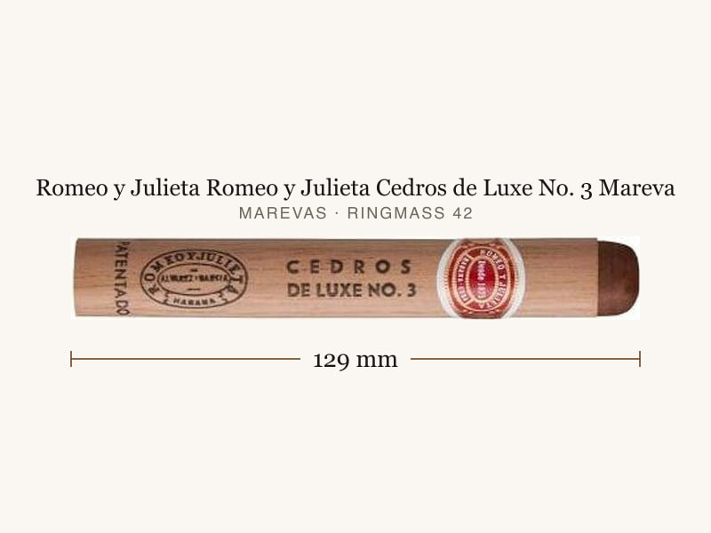 Romeo y Julieta Romeo y Julieta Cedros de Luxe No. 3 Mareva, Maßangaben: Länge 129 mm, Ringmaß 42