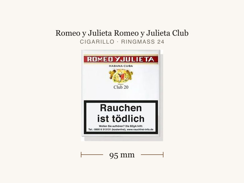 Romeo y Julieta Romeo y Julieta Club, Maßangaben: Länge 95 mm, Ringmaß 24