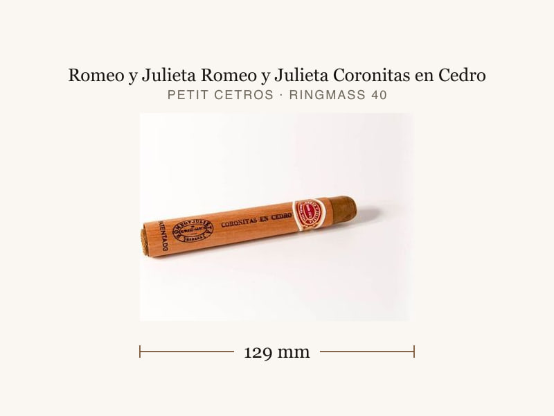 Romeo y Julieta Romeo y Julieta Coronitas en Cedro, Maßangaben: Länge 129 mm, Ringmaß 40