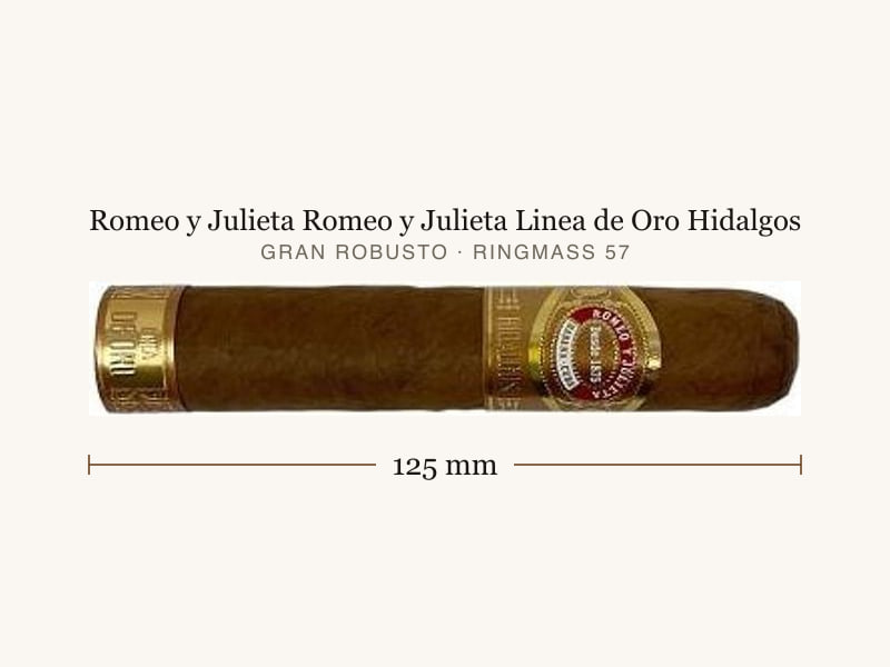 Romeo y Julieta Romeo y Julieta Linea de Oro Hidalgos, Maßangaben: Länge 125 mm, Ringmaß 57