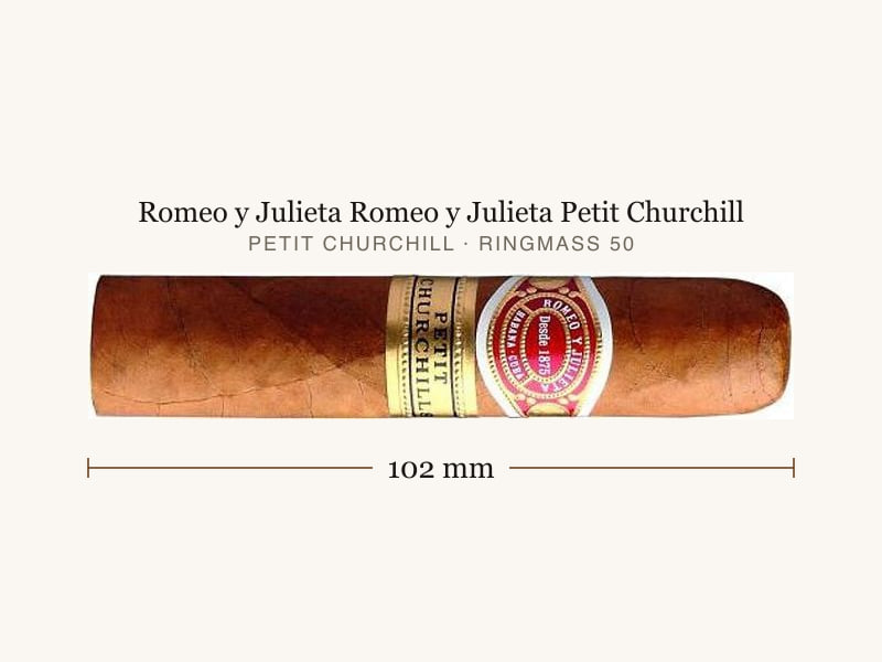 Romeo y Julieta Romeo y Julieta Petit Churchill, Maßangaben: Länge 102 mm, Ringmaß 50