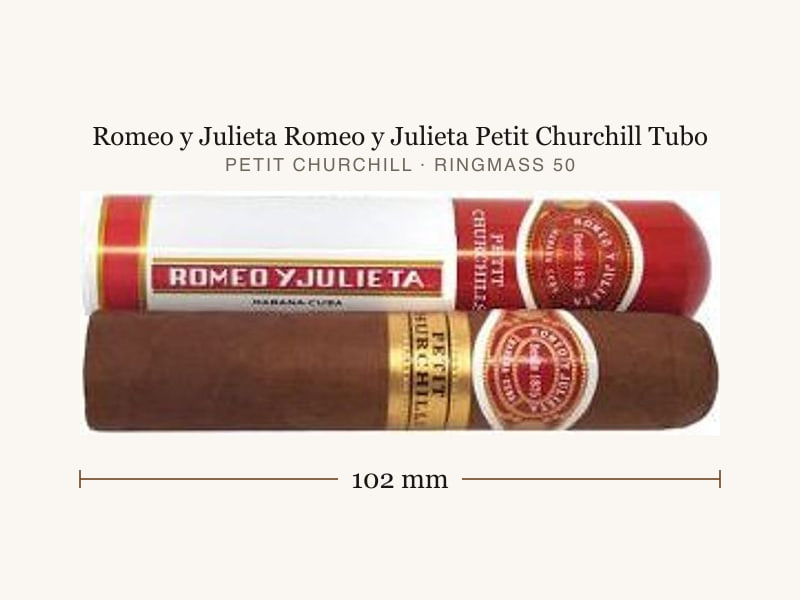 Romeo y Julieta Romeo y Julieta Petit Churchill Tubo, Maßangaben: Länge 102 mm, Ringmaß 50