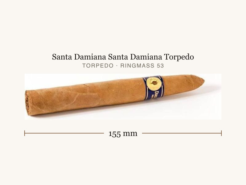 Santa Damiana Santa Damiana Torpedo, Maßangaben: Länge 155 mm, Ringmaß 53