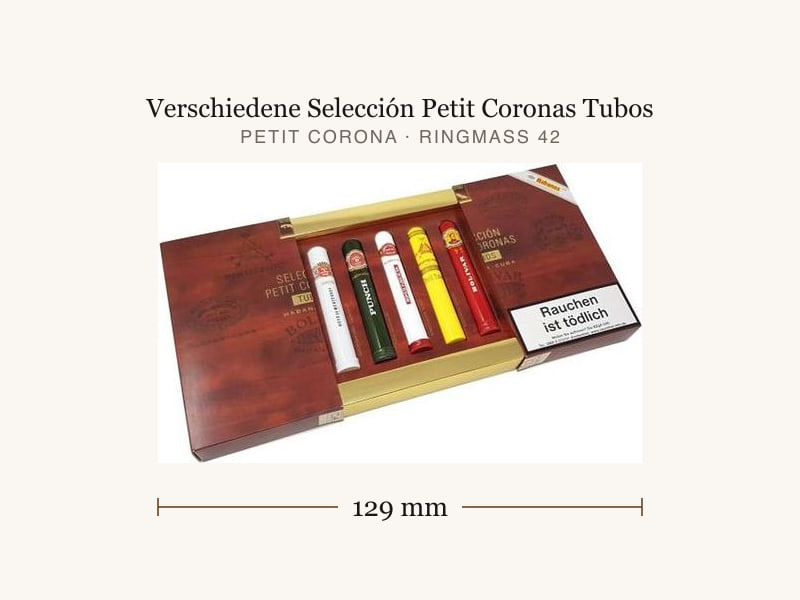 Verschiedene Selección Petit Coronas Tubos, Maßangaben: Länge 129 mm, Ringmaß 42