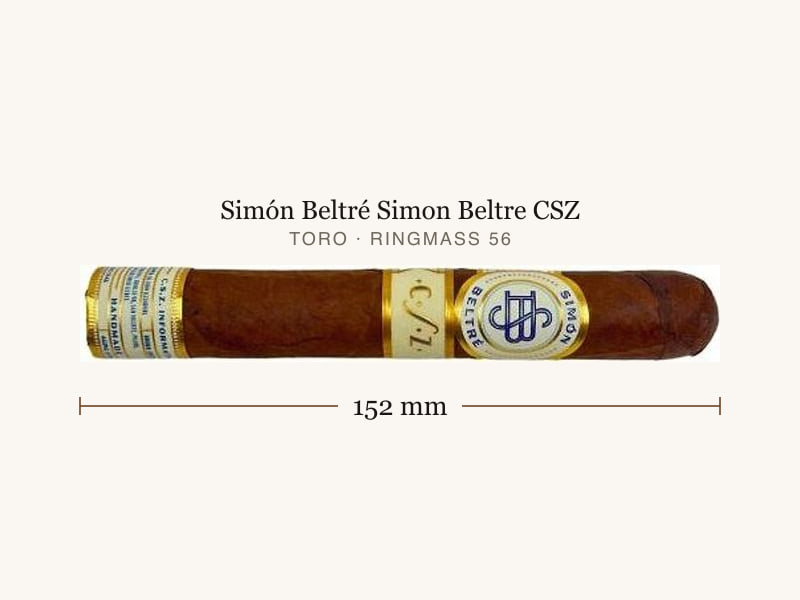 Simón Beltré Simon Beltre CSZ, Maßangaben: Länge 152 mm, Ringmaß 56