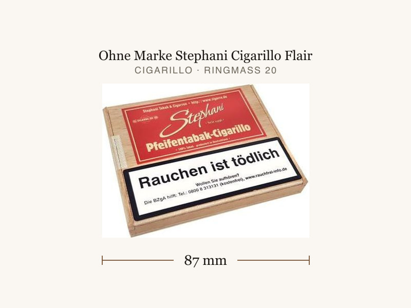 Ohne Marke Stephani Cigarillo Flair, Maßangaben: Länge 87 mm, Ringmaß 20
