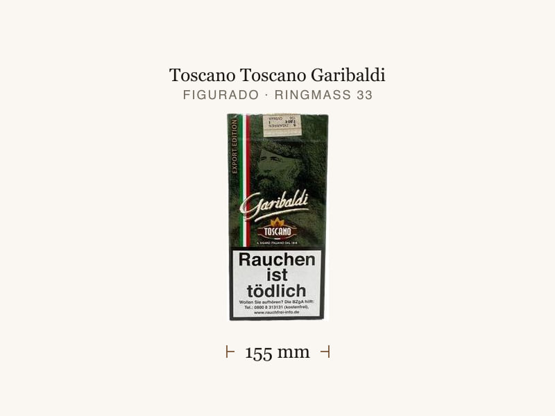 Toscano Toscano Garibaldi, Maßangaben: Länge 155 mm, Ringmaß 33