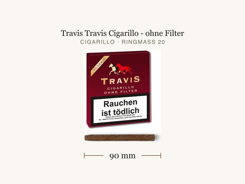 Travis Travis Cigarillo - ohne Filter, Maßangaben: Länge 90 mm, Ringmaß 20