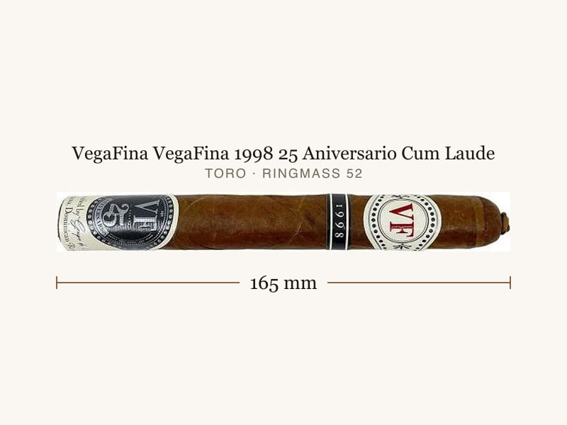 VegaFina VegaFina 1998 25 Aniversario Cum Laude, Maßangaben: Länge 165 mm, Ringmaß 52