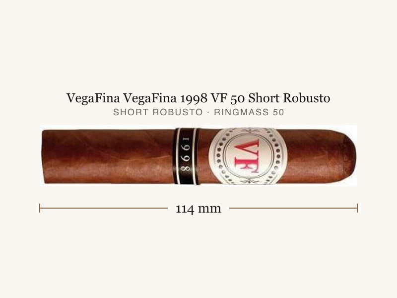 VegaFina VegaFina 1998 VF 50 Short Robusto, Maßangaben: Länge 114 mm, Ringmaß 50