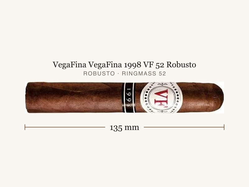VegaFina VegaFina 1998 VF 52 Robusto, Maßangaben: Länge 135 mm, Ringmaß 52