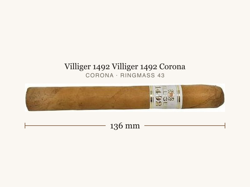 Villiger 1492 Villiger 1492 Corona, Maßangaben: Länge 136 mm, Ringmaß 43