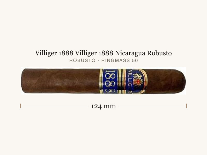 Villiger 1888 Villiger 1888 Nicaragua Robusto, Maßangaben: Länge 124 mm, Ringmaß 50