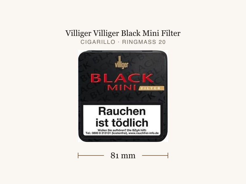 Villiger Villiger Black Mini Filter, Maßangaben: Länge 81 mm, Ringmaß 20