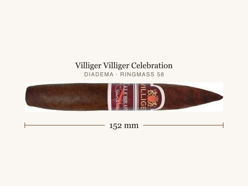 Villiger Villiger Celebration, Maßangaben: Länge 152 mm, Ringmaß 58