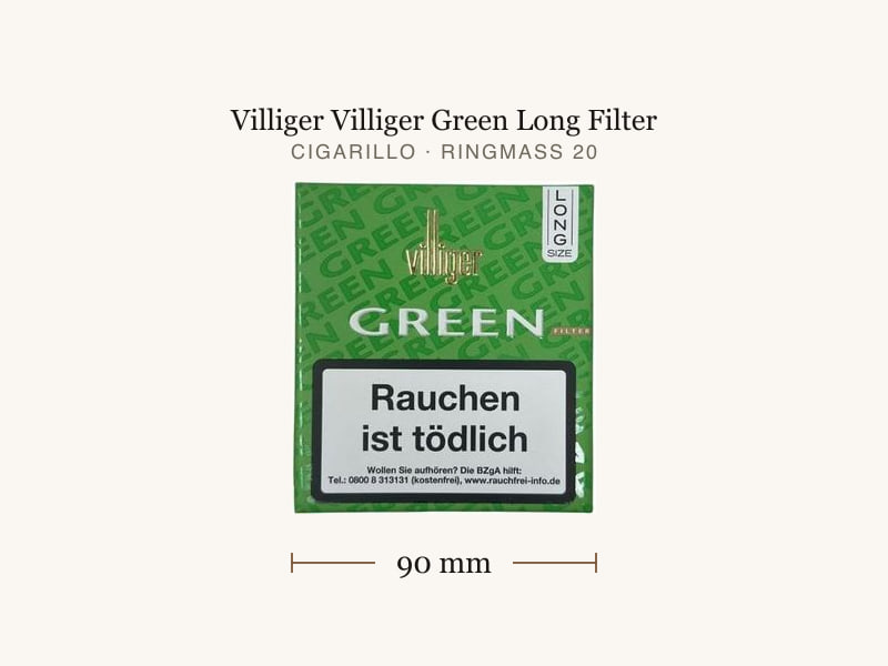 Villiger Villiger Green Long Filter, Maßangaben: Länge 90 mm, Ringmaß 20