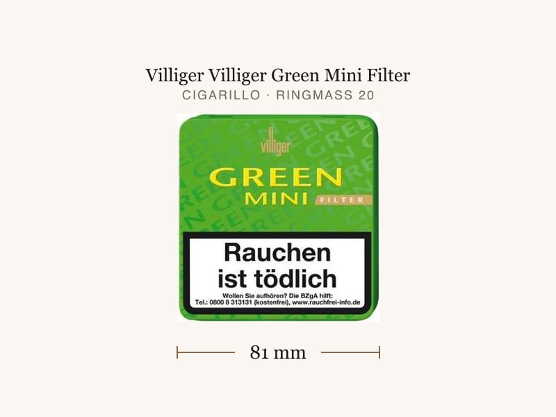 Villiger Villiger Green Mini Filter, Maßangaben: Länge 81 mm, Ringmaß 20
