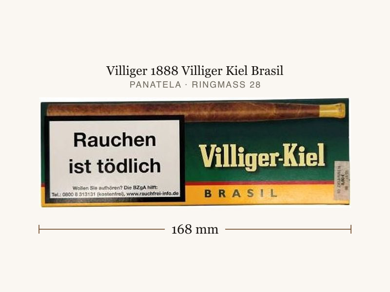 Villiger 1888 Villiger Kiel Brasil, Maßangaben: Länge 168 mm, Ringmaß 28