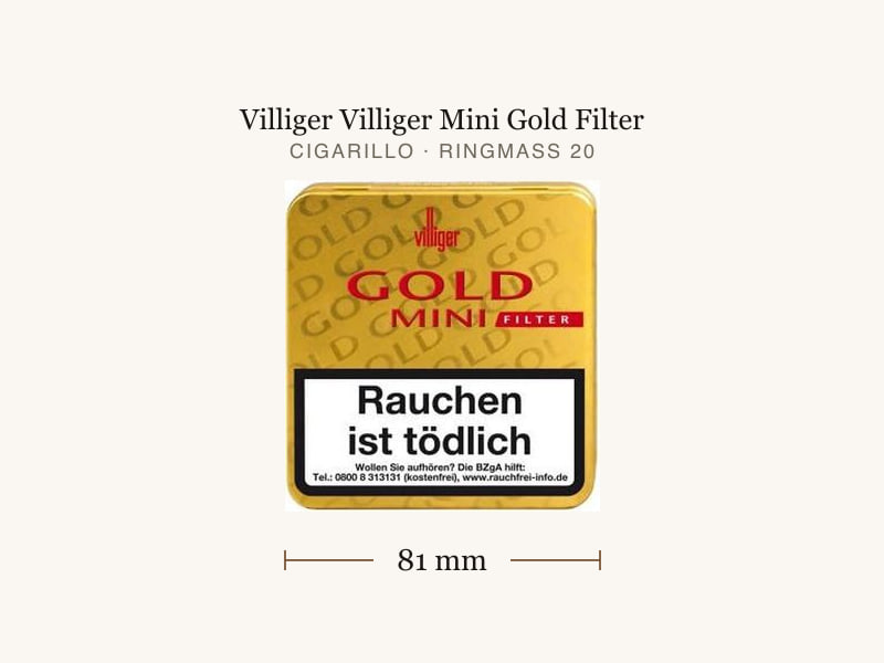 Villiger Villiger Mini Gold Filter, Maßangaben: Länge 81 mm, Ringmaß 20