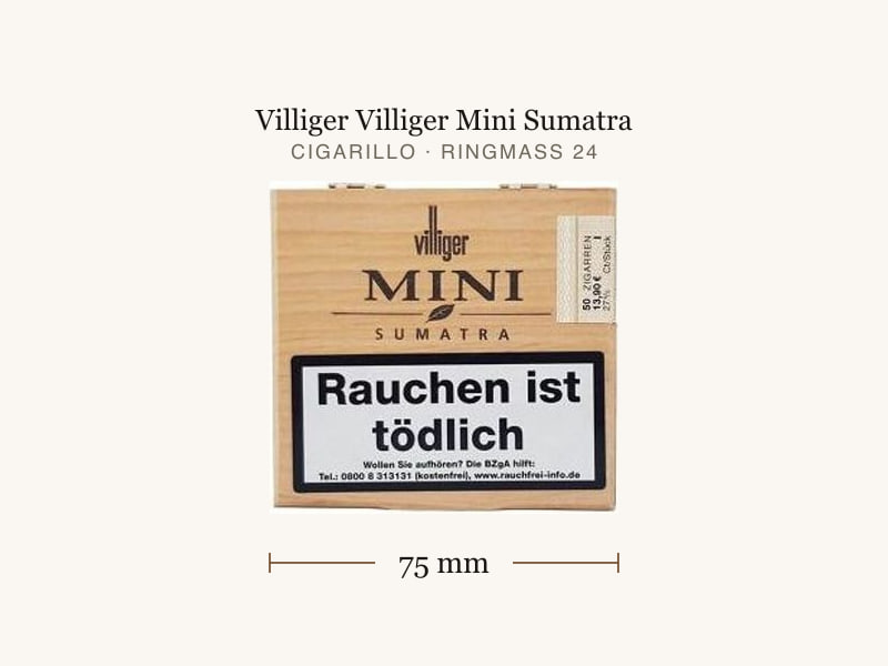 Villiger Villiger Mini Sumatra, Maßangaben: Länge 75 mm, Ringmaß 24