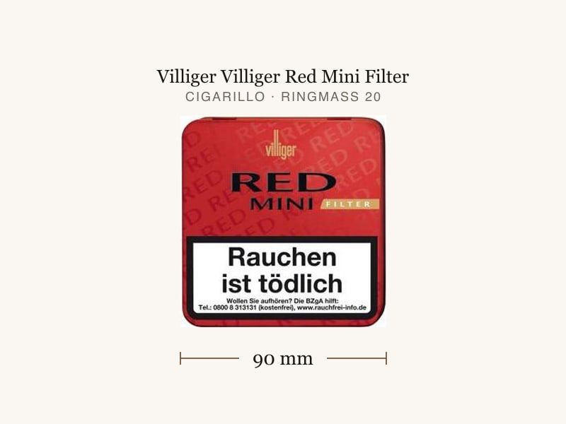 Villiger Villiger Red Mini Filter, Maßangaben: Länge 90 mm, Ringmaß 20