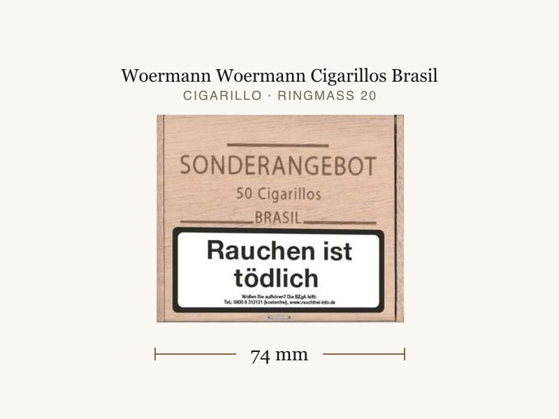 Woermann Woermann Cigarillos Brasil, Maßangaben: Länge 74 mm, Ringmaß 20