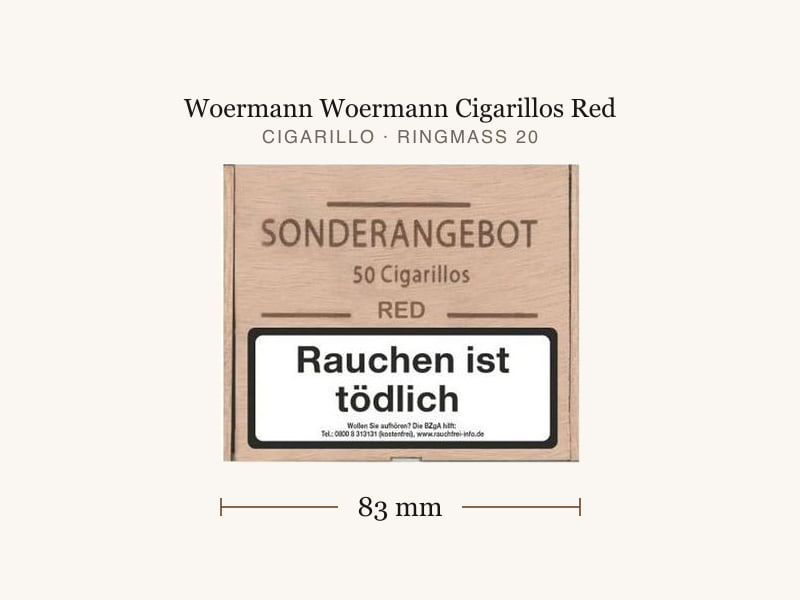 Woermann Woermann Cigarillos Red, Maßangaben: Länge 83 mm, Ringmaß 20