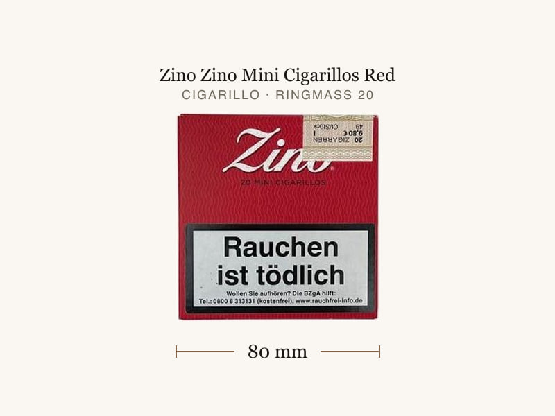 Zino Zino Mini Cigarillos Red, Maßangaben: Länge 80 mm, Ringmaß 20