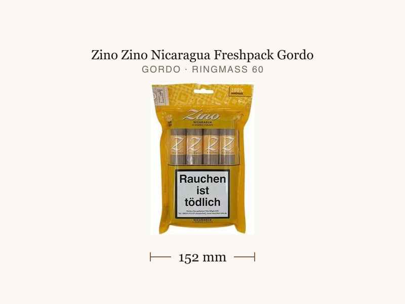 Zino Zino Nicaragua Freshpack Gordo, Maßangaben: Länge 152 mm, Ringmaß 60