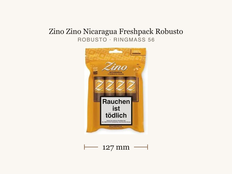 Zino Zino Nicaragua Freshpack Robusto, Maßangaben: Länge 127 mm, Ringmaß 56