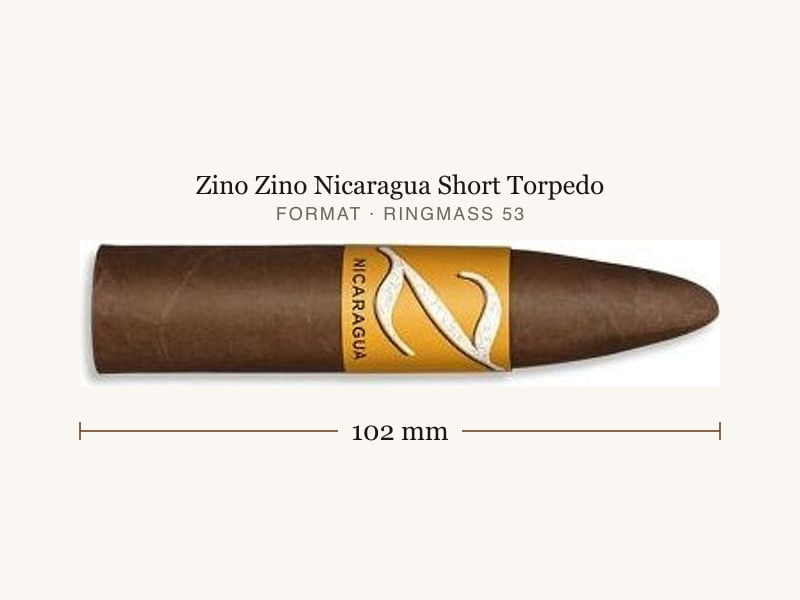 Zino Zino Nicaragua Short Torpedo, Maßangaben: Länge 102 mm, Ringmaß 53