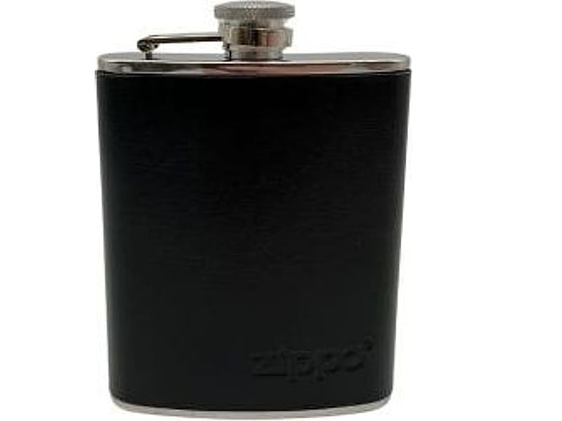 Ohne Marke Zippo Flachmann Edelstahl/Leder schwarz, Detailansicht