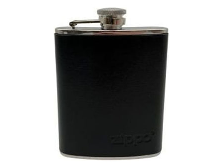 Ansicht 1 von 2 anzeigen: Zippo Flachmann Edelstahl/Leder schwarz