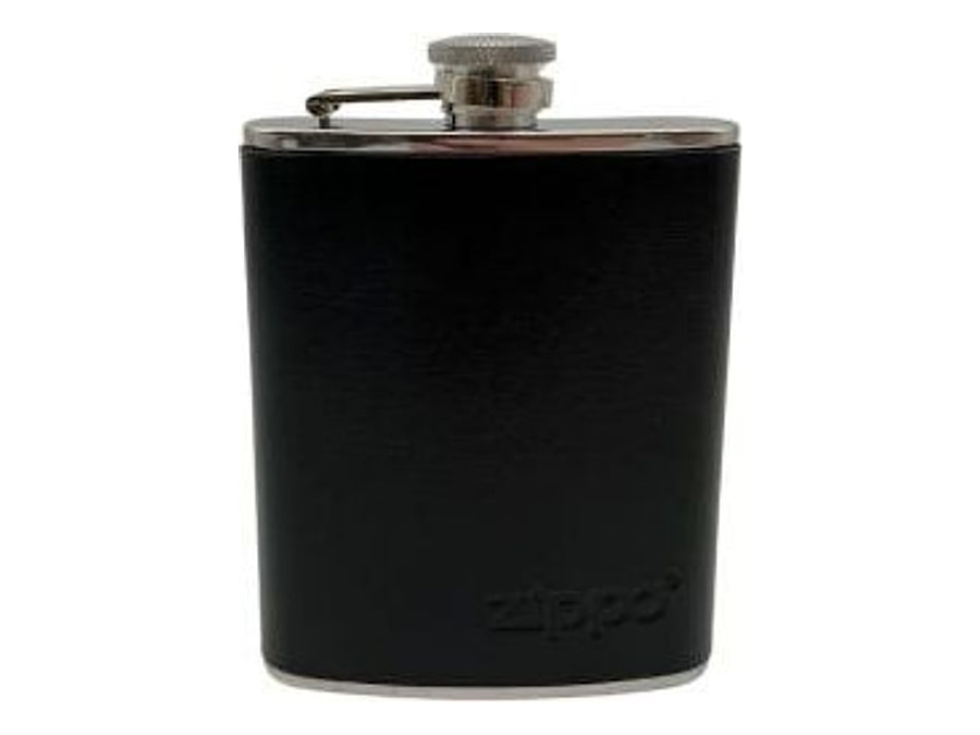 Zippo Flachmann Edelstahl/Leder schwarz